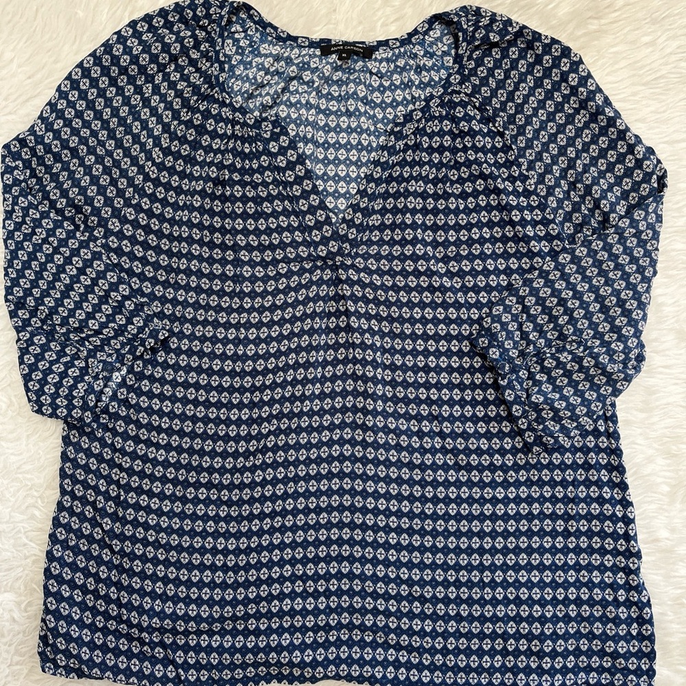 Anne Carson Women’s Blue 3/4 Sleeve Blouse Size Work Wear XL EUC